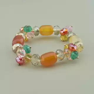 Браслет резинка Сердолік, Чеський кришталь 18 см.