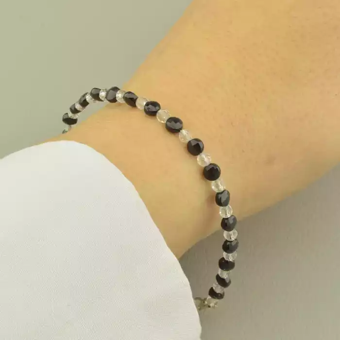 🏷️️ Браслет з карабіном Шпінель, Турмалін 18 см. (срібло 925 проба) ss_101277