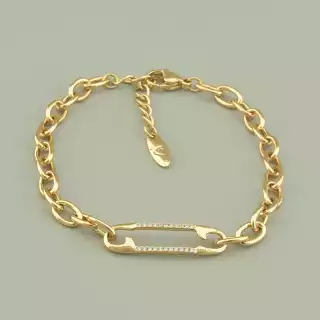 Браслет з карабіном Xuping Фіаніт 18 см. (позолота 18к)