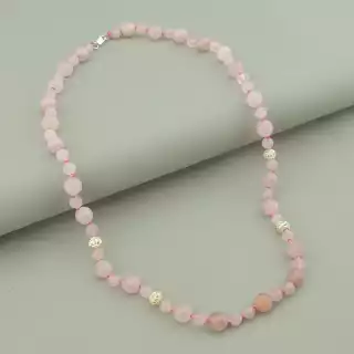 Намисто Рожевий кварц срібло (925 проба) 47 см.