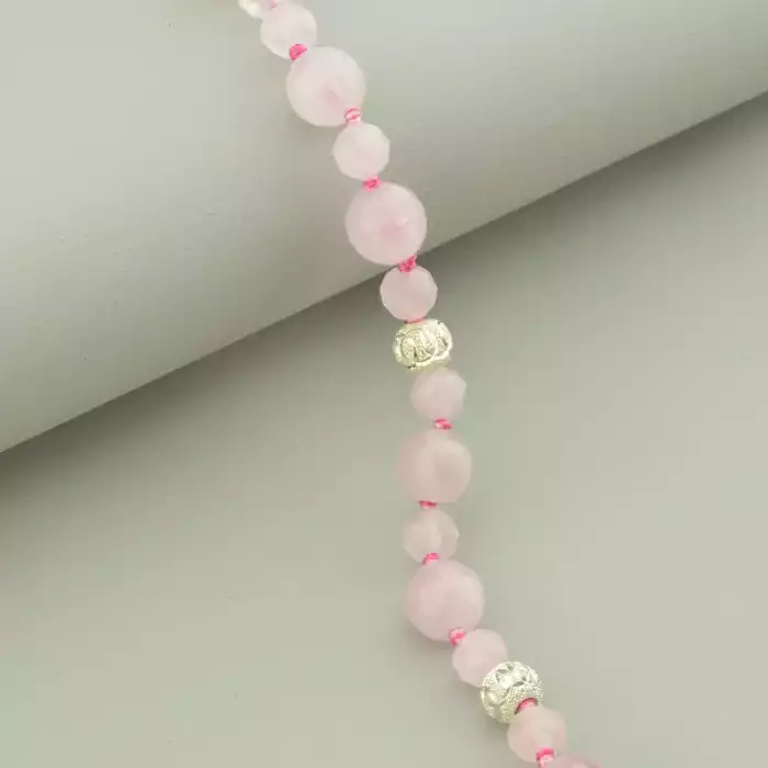 🏷️️ Намисто Рожевий кварц срібло (925 проба) 47 см. ss_94483