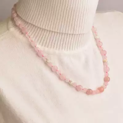 🏷️️ Намисто Рожевий кварц срібло (925 проба) 47 см. F-94483