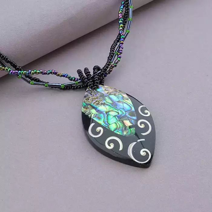 🏷️️ Підвіска Галіотіс, Бісер 46 см (сталь) ss_86643