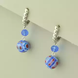 Сережки з англійським замком Лемпворк (скло, родій)