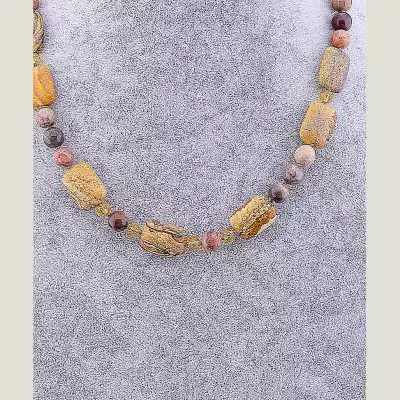 🏷️️ Намисто Яшма, Чеський кришталь 50 см F-77799