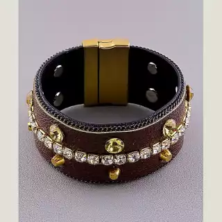 Браслет з магнітною застібкою Сrystal 19 см шкіра