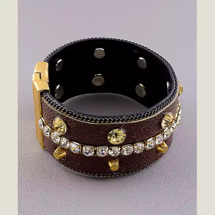 🏷️️ Браслет з магнітною застібкою Сrystal 19 см шкіра ss_18463