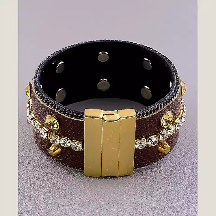 🏷️️ Браслет з магнітною застібкою Сrystal 19 см шкіра ss_18463