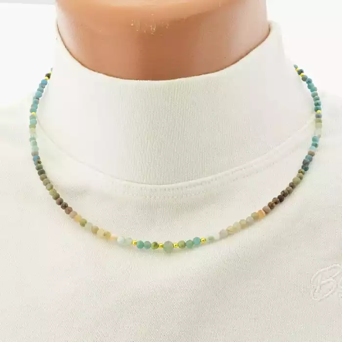 🏷️️ Підвіска з самоцвітами грань (42 см, різнокольорова, позолота, 3.5 мм) ss_104775