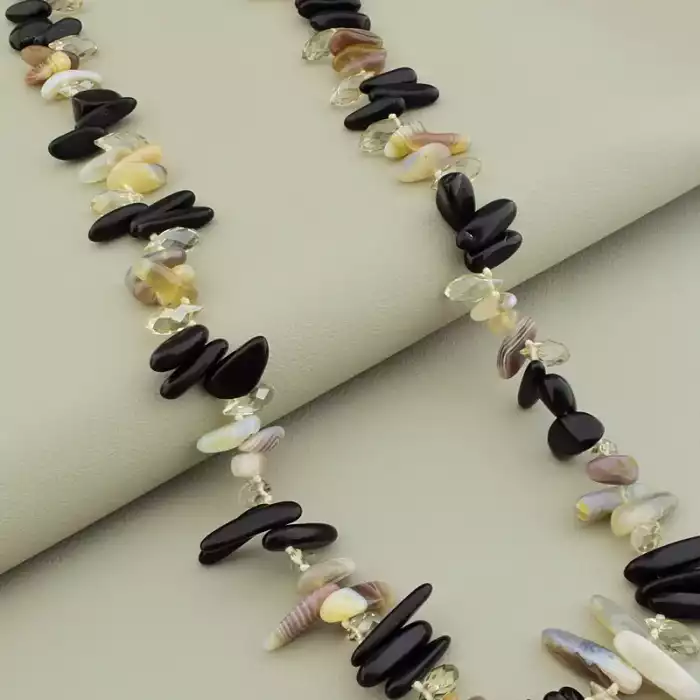 🏷️️ Намисто Агат та Чеський кришталь (61 см) ss_104875