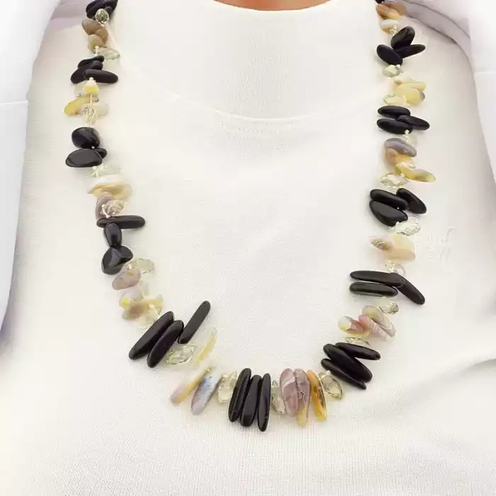 🏷️️ Намисто Агат та Чеський кришталь (61 см) ss_104875