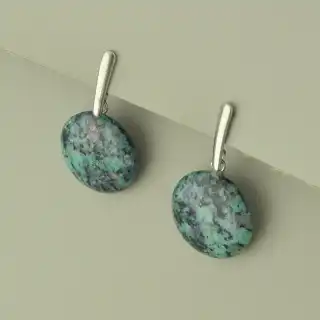 Сережки круглі пусет Stainless Steel Цоїзит Медична сталь