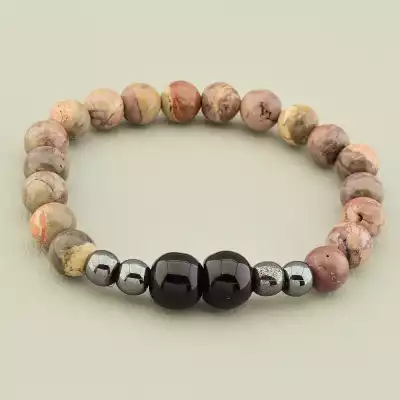 Браслет на резинці Яшма, Агат, Гематит 17 см