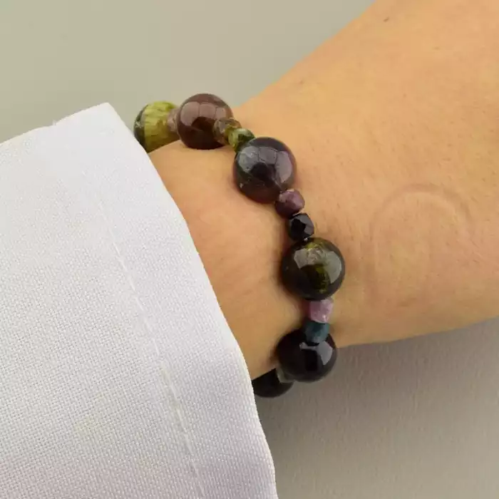 🏷️️ Браслет на резинці Турмалін 16 см F-105893