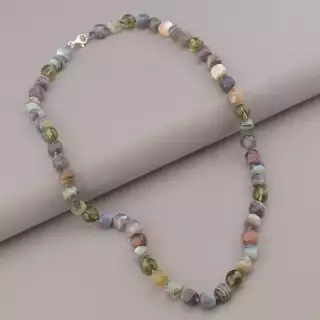 Намисто Агат, Раухтопаз 54 см. (срібло 925 проба)