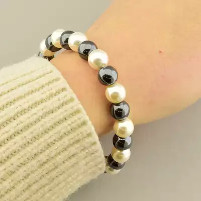 🏷️️ Браслет на резинці Майорка, Гематит 20 см F-105993