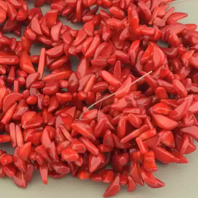 🏷️️ Намистини Корал 40 см. на нитці (натуральне каміння, без застібки) F-100647