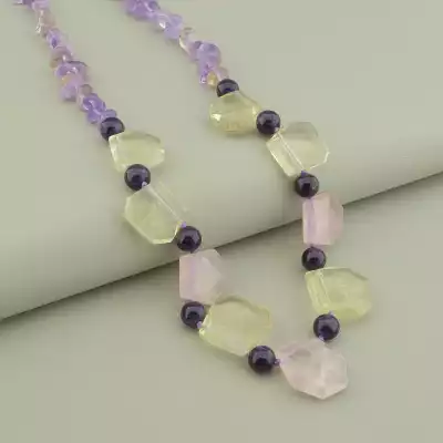 🏷️️ Намисто Аметрін, Цитрин, Рожевий кварц 51 см F-74686