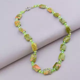 Намисто Епидот, Чеський кришталь 52 см