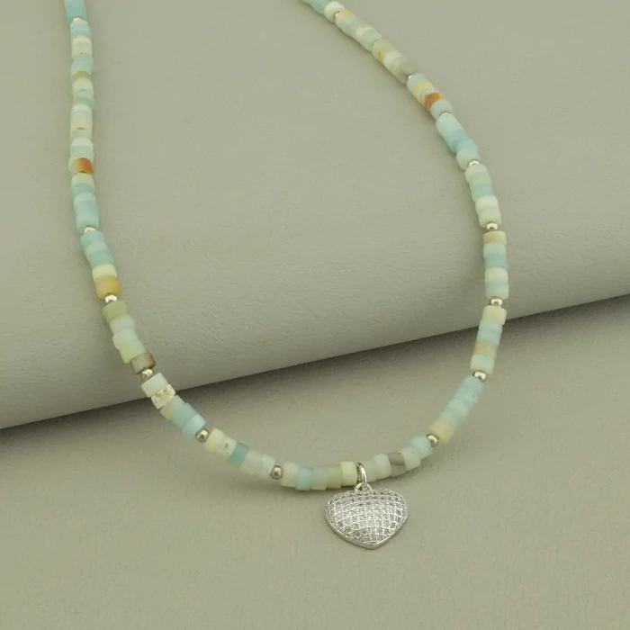 🏷️️ Підвіска серце Кварц, Фіаніт 47 см. ss_101478