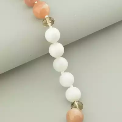 🏷️️ Намисто Сонячний камінь, Місячний камінь, Чеський кришталь 49 см. (срібло 925 проба) F-94484