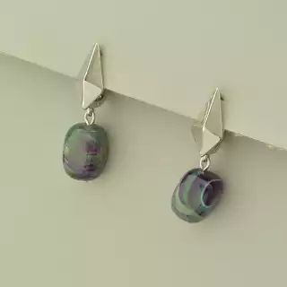 Сережки англійський замок Агат (родій)