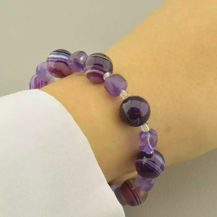 🏷️️ Браслет резинка Агат, Аметист 10 см. ss_102278