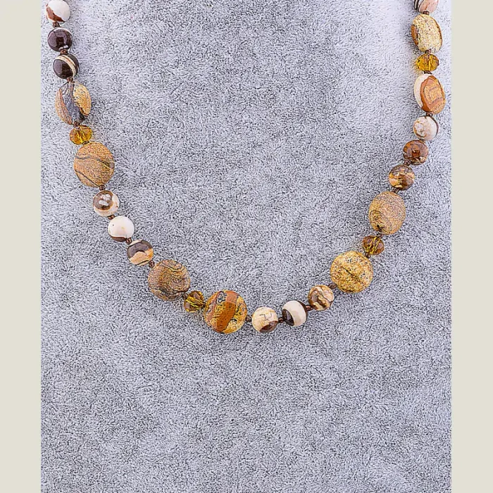 🏷️️ Намисто Яшма, Чеський кришталь 50 см ss_77800