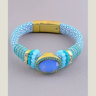 Браслет з магнітною застібкою Сrystal 19 см шкірозамінник