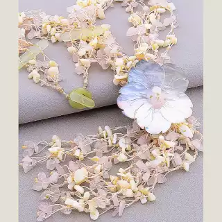 Намисто Перламутр, Рожевий кварц 55 см