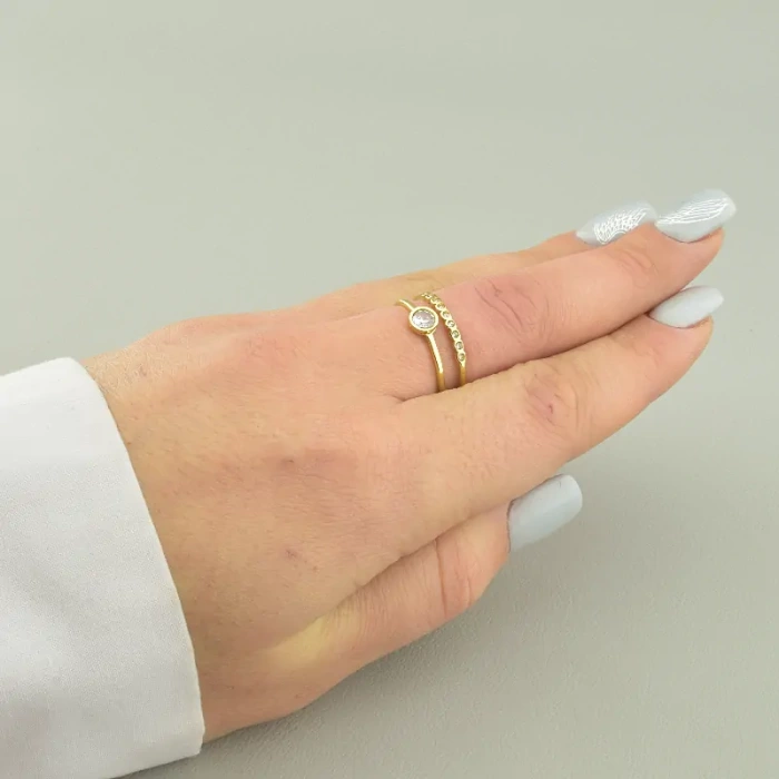 🏷️️ Каблучка медична сталь Xuping Фіаніт (позолота 18к лимонна) ss_96067