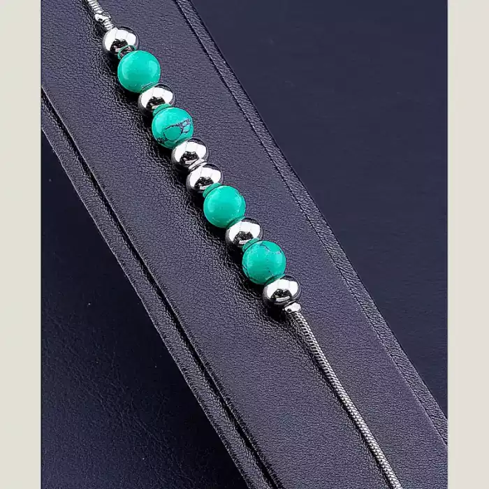 🏷️️ Браслет з карабіном Stainless Steel Бірюза 18 см ss_69516