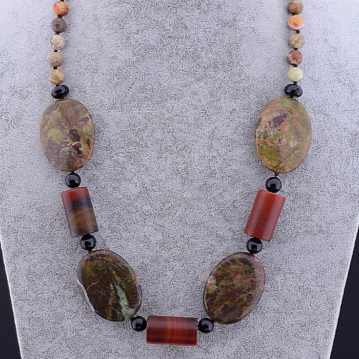🏷️️ Намисто Яшма, Сердолік 65 см ss_80500