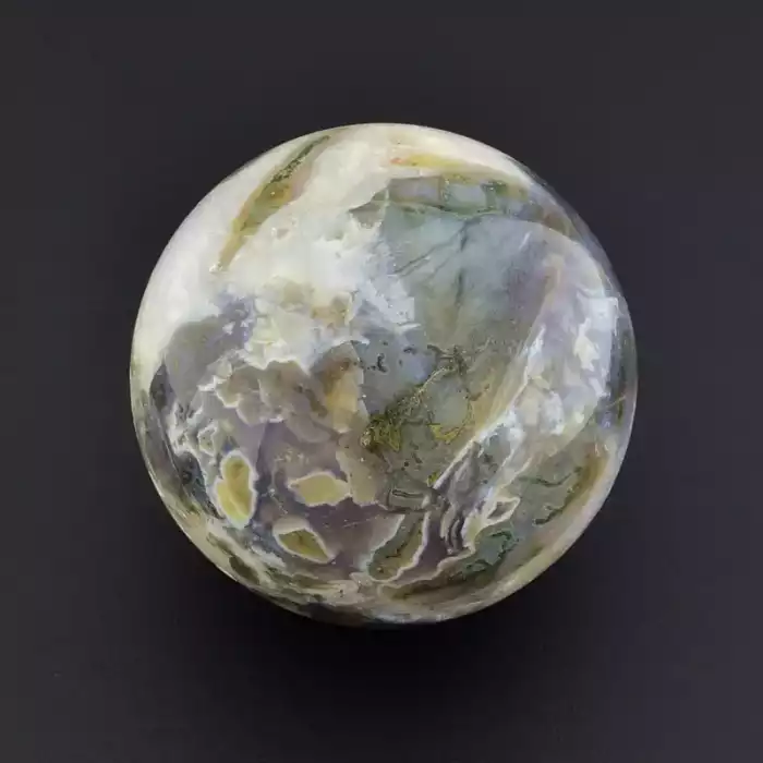 🏷️️ Куля агат (70х70 мм, зелений, сірий, одиничний екземпляр) ss_105286