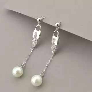 Сережки ланцюжки замочки пусет Xuping Майорка (родій)