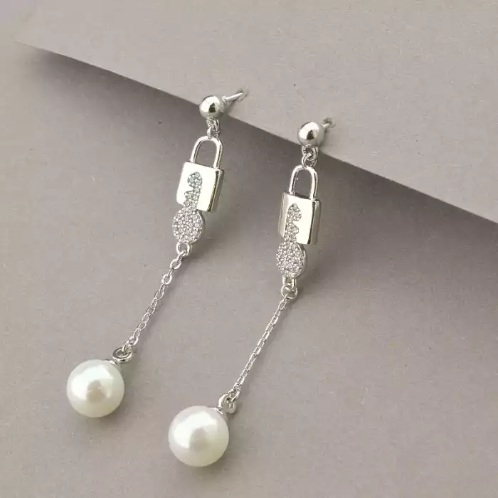 🏷️️ Сережки ланцюжки замочки пусет Xuping Майорка (родій) F-105490