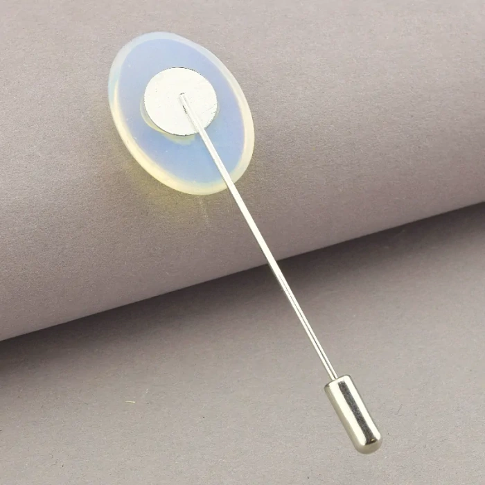 🏷️️ Брошка овальна голка Місячний камінь ss_80927