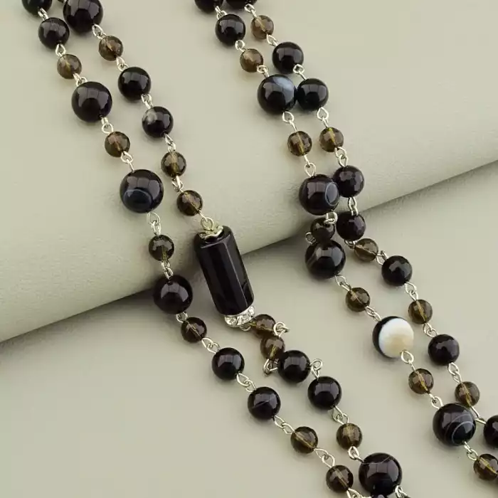 🏷️️ Намисто Агат, Раухтопаз 122 см ss_105894