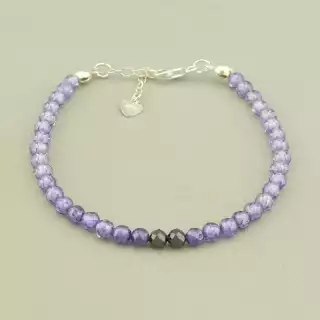 Браслет з карабіном Циркон 18 см. (срібло 925 проба)