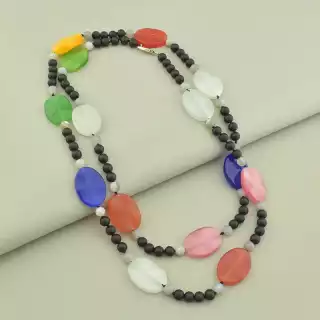 Намисто Агат, Шунгіт, Котяче око 97 см.