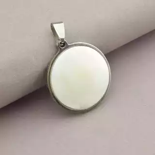 Кулон круглий Stainless Steel Перламутр 40х30 мм