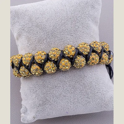 Браслет Шамбала Crystal 17 см (жовтий, чорний)