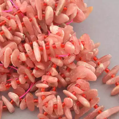 🏷️️ Намистини Родохрозит 40 см на нитці (натуральне каміння, без застібки) F-83130