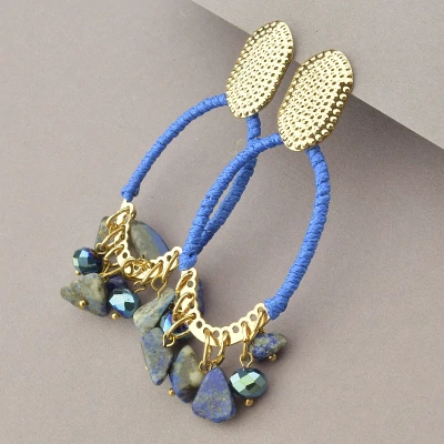 Сережки Stainless Steel Содалит, Чеський кришталь