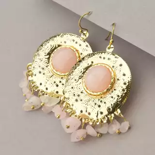 Сережки петельки Stainless Steel Рожевий кварц