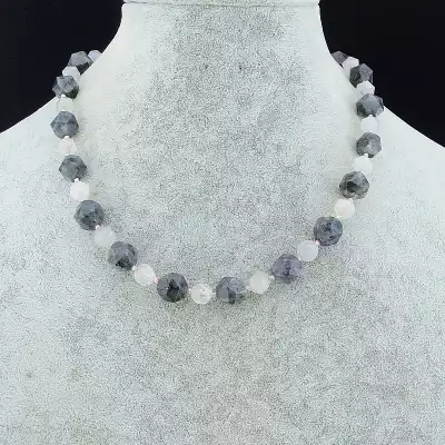 🏷️️ Намисто Лабрадор, Рожевий кварц 44 см. F-86542