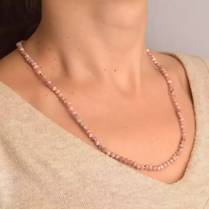 🏷️️ Намисто Родохрозит срібло (925 проба) 54 см. ss_94687