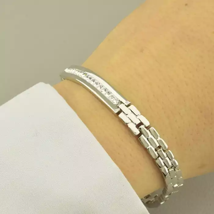 🏷️️ Браслет складний Xuping Фіаніт 19 см. (родій) ss_102902