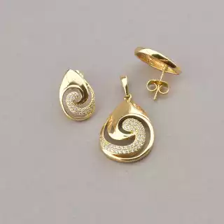 Сережки + Кулон XUPING Фіаніт (позолота 18к)