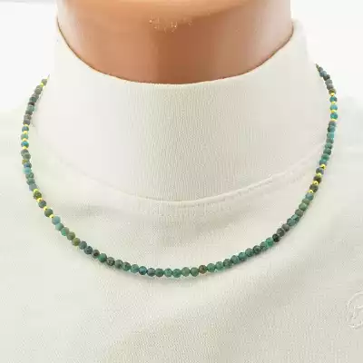 🏷️️ Підвіска з апатитом грань (42 см, бірюзова, позолота, 3.3 мм) F-104777